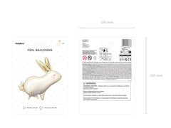 Rabbit Balloon PartyDeco 27.5x28 Inch, White Easter Bunny Balloons for Baby Shower Birthday Decorations, Hare Animal Themed Kids Party Decor