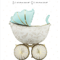 Vintage Baby Carriage Balloon 23×29in Foil Stroller for Baby Shower, Gender Reveal, Nursery & Party Centerpiece Decor
