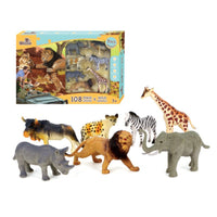 Wenno Wild Animal Figurines with 108-Piece Puzzle and E-Book Stories – Educational Toy Set with 7 Realistic Wild Animal Figures for Kids