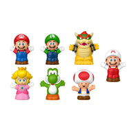 Little People Collector Super Mario Figure Set – Mario, Luigi, Bowser, Princess Peach, Yoshi, Toad & Fire Mario – Toddler Toy Bundle, Nintendo Characters