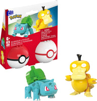 Mega Pokémon Action Figure Building Toys Set, Poké Ball 2-Pack, Bulbasaur and Psyduck with 63 Pieces, for Kids