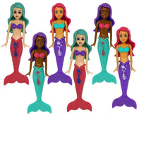 Swim Fun Mermaid Dive Toys Set of 6 – Colorful Mermaid Dolls for Pool & Bath Play – Diverse Skin Tones – Kids Underwater Swimming Toy – Ages 3+