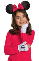 Disguise Minnie Mouse Costume Kit for Kids – Glitter Ears Headband, Bow & Fingerless Gloves, One Size