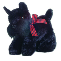 Aurora Mini Flopsie Scotty Scottish Terrier Stuffed Animal - Soft Black Plush with Red Plaid Bow - Bean Pellet Filled - Ages 3 and Up - 8 Inches