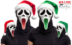 Fun World Creepy Christmas Ghost Face Glitter Santa Mask- Green