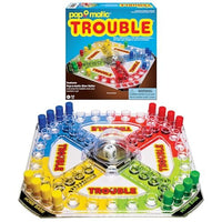 Winning Moves Games USA Board Game – Classic Trouble With Retro Artwork & Pop-O-Matic Popper, Indoor Interactive Fun Kids Ages 5+, Extra Wide Edition