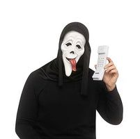 Scary Movie “WASSUP!” Ghostface Mask & Retro Phone Accessory Kit – Lightweight Plastic with Sound Effects, One Size Adult Costume Prop