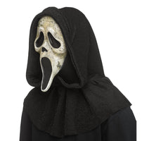 Ghost Face Deluxe Aged Mask with Metallic Shimmer Shroud – Official Scream Horror Mask by Fun World – Aged Distressed Look – Adult Halloween Costume Accessory