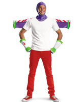 Disguise Buzz Lightyear Adult Kit – Disney Pixar Toy Story Men’s Costume Accessory Set with Hood & Gloves – White, Purple, Green & Red – One Size