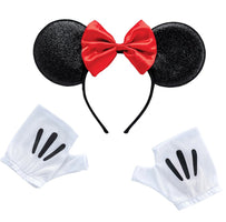 Disguise Minnie Mouse Costume Kit for Kids – Glitter Ears Headband, Bow & Fingerless Gloves, One Size