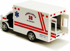 KiNSMART Rescue Team Ambulance 5 Inch Die Cast Metal Cabin with Pullback Action