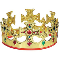 Gold Plastic King Crown – One Size Royal Costume Accessory for Parties, Dress Up and Celebrations