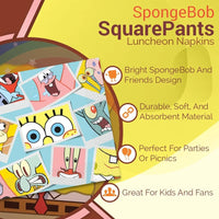 Unique SpongeBob SquarePants Multicolor Luncheon Napkins (Pack of 16) - Disposable Paper Material - Perfect for Kids Themed Parties & Events