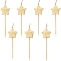 Gold Star Pick Birthday Candles 6 Pack – Elegant Cake Topper Candles for Parties, Baking and Celebrations