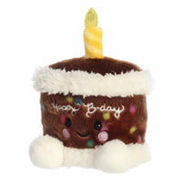 Aurora Palm Pals Choco B'day Cake Stuffed Animal – Soft Plush Chocolate Birthday Cake Collectible with Sprinkles – Brown, 5 Inches