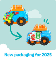 Mega Bloks First Builders Toddler Building Blocks Toy Set, Ricky Race Car with 6 Pieces and Storage, 1 Figure, Blue, Ages 1+ Years