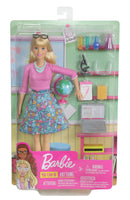 Barbie Careers Teacher Doll by Mattel, Blonde Hair, Pink Top & Floral Skirt, 10 STEM School Accessories, Plastic & Fabric, You Can Be Anything Series
