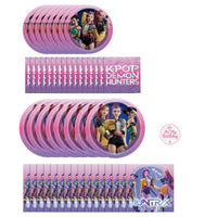 Unique K-Pop Demon Hunters Birthday Party Supplies for 16 Guests – 65 Piece Kit | Plates, Napkins & Birthday Sticker | Officially Licensed Tableware