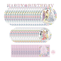 Unique Disney Princess Birthday Party Supplies for 16 Guests – 50 Piece Kit | Plates, Napkins, Happy Birthday Banner & Sticker | Officially Licensed