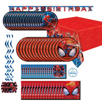Unique Marvel Spider-Man Birthday Party Supplies for 16 Guests – 68 Piece Kit | Plates, Napkins, Table Cover, Banner, Swirls & Sticker | Officially Licensed