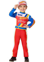 InSpirit Designs Toddler Hot Wheels Racing Costume, Officially Licensed Race Car Driver Jumpsuit & Hat Set, Size XXS (2T), Halloween Dress-Up Costume for Boys and Girls