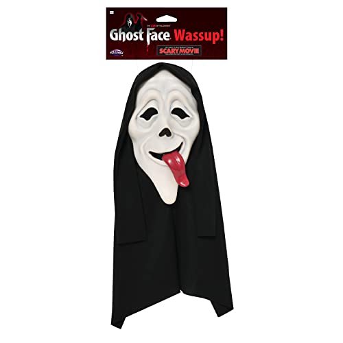 Wass Up Ghost Face Mask – Classic Parody Halloween Costume Mask with Elastic Strap, Lightweight Scary Movie