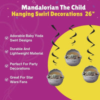 Unique Multicolor Mandalorian The Child Hanging Swirl Decorations (26") 3 Count - Perfect for Star Wars Fans & Themed Parties
