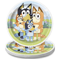 Bluey Dinner Plates – 9 Inch Round Paper Party Plates, Pack of 8, Colorful Bluey Themed Tableware for Kids Birthday Parties and Celebrations