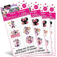 Minnie Mouse Temporary Tattoos 24 Pieces – Assorted Disney Designs for Kids Parties and Party Favors