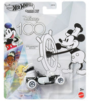 Hot Wheels Disney 100 Steamboat Willie Character Car, 1:64 Scale Collectible Toy Car