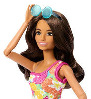 Barbie Summer Vacation Doll and Kayak Playset, Brunette Doll in Floral Swimsuit with Kayak, Paddle, Beach Chair, Umbrella, Life Vest, Snorkel Set – Ages 3+