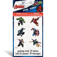 Avengers Temporary Tattoos 24 Pieces – Assorted Marvel Superhero Designs for Kids Parties and Party Favors