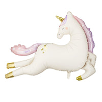 Large Unicorn Balloon 44.5x32.7 Inch PartyDeco, Flying Unicorn Balloon for Birthday Baby Shower, Princess Theme Pink Pastel Party Decoration for Magical Girl Party Supplies
