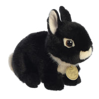 Aurora Miyoni Tots Netherland Dwarf Bunny Stuffed Animal, Realistic Lifelike Plush Rabbit with Bean Pellets, Hand-Stitched Soft Toy, Black, 7.5 Inches