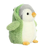Aurora® Playful Pompom Penguin™ Dino Stuffed Animal - Vibrant Companions for Warm Cuddles - Perfect for Adults, Kids, and Birthdays - Green 7 Inches