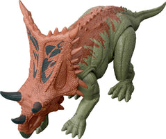 Mattel Jurassic World Strike Attack Dinosaur Toy with Single-Strike Action & Movable Joints, Chasmosaurus Action Figure Includes Digital Play