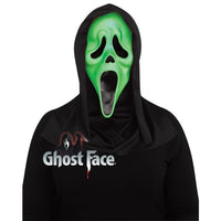 Fun World Ghost Face Halloween Mask – Green Fluorescent Glow in the Dark Scary Mask for Costume, Trick or Treat, Cosplay, Horror Props