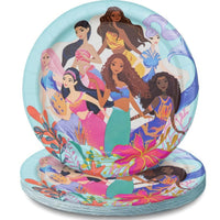 Disney The Little Mermaid 7-Inch Round Paper Dessert Plates – Multicolor Party Plates, Pack of 8, Ariel-Themed Tableware for Birthday Parties and Ocean-Themed Celebrations