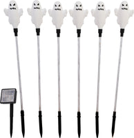 Fun World Ghost Pathway Lights Solar Powered Set of 6 - 20 Inch Tall Halloween Decoration