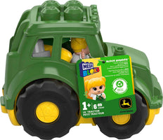 MEGA BLOKS John Deere Toddler Building Blocks Toy Set, Lil’ Tractor with 6 Pieces and Storage, 1 Figure, Green , Ages 1+ Years