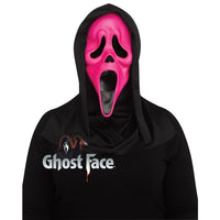 Fun World Ghost Face Halloween Mask – Pink Fluorescent Glow in the Dark Scary Mask for Costume, Trick or Treat, Cosplay, Horror Props