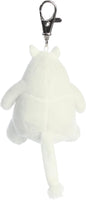 Aurora World Moomin Officially Licensed Clip-On Plush Stuffed Animal with Metal Lobster Clasp Keychain, Soft Seated Moomin Figure, White, 3.5 Inches