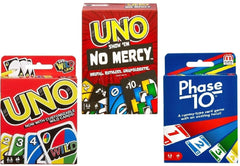 Mattel Uno No Mercy, Uno and Phase 10 Card Game, Combo Pack of 3