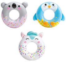 Intex Cute Animal Inflatable Swim Tube Set – 3 Pack Kids Pool Float Rings (Unicorn, Koala & Penguin) for Ages 8+ – Large Inflatable Pool Tubes