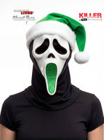 Fun World Creepy Christmas Ghost Face Glitter Santa Mask- Green