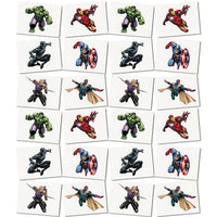 Avengers Temporary Tattoos 24 Pieces – Assorted Marvel Superhero Designs for Kids Parties and Party Favors