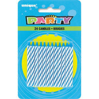 Blue Spiral Birthday Candles – 24 Count, 2.5 Inch Decorative Cake Candles, Festive Party Cake Toppers for Birthday Celebrations