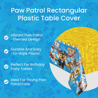 Paw Patrol Plastic Tablecloth 54 x 84 Inch – Rectangular Disposable Table Cover for Kids Birthday and Themed Parties