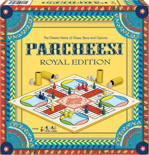 Winning Moves Games USA Dice Game – Parcheesi Royal Edition: Classic Family Favorite with Artwork, Tokens & Dice Cups, 2–4 Players, Ages 8+