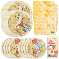 Winnie the Pooh Party Dinnerware Set – Plates, Napkins and Table Cover Bundle for Kids Birthday and Themed Parties